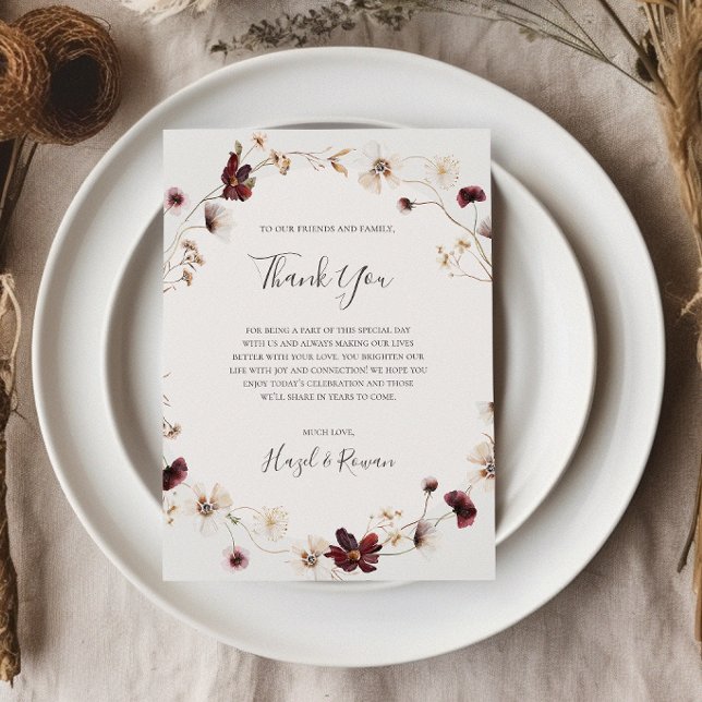 Kupfer-Burgund-Wildblume | Beige Dankeskarte Postkarte (Von Creator hochgeladen)