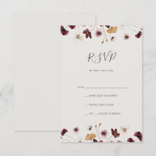 Kupfer-Burgund-Wildblume   Beige RSVP-Karte RSVP Karte