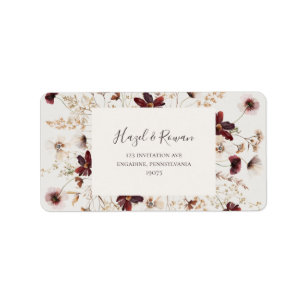 Kupfer-Burgund-Wildblume   Beige Rücksendeadresse Adressaufkleber