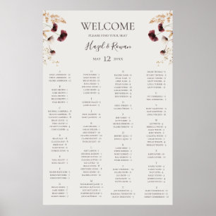 Kupfer-Burgund-Wildblume   Beige Sitztabelle Poster