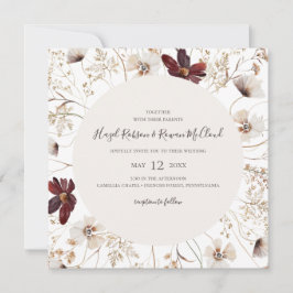 Kupfer-Burgund-Wildblume | Square Wedding Einladung