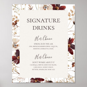 Kupfer-Burgund-Wildblume   Unterschrift Drinks Poster