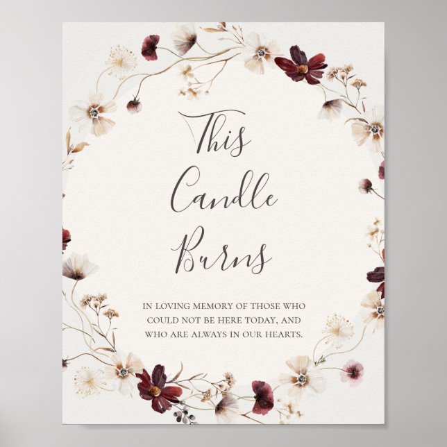 Kupfer Burgundy Wildblume Beige diese Kerze Burns Poster (Vorne)