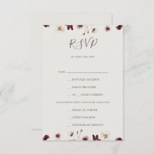 Kupfer Burgundy Wildblume Beige Menü UAWG RSVP Karte