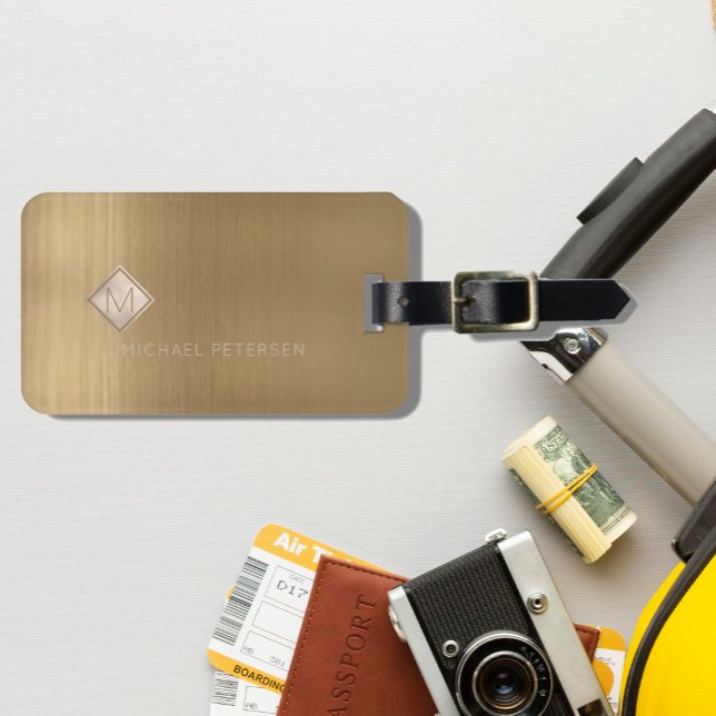 Kupfer Bürstenmetall Elfenbeinharz Mit Monogramm Gepäckanhänger (Von Creator hochgeladen)