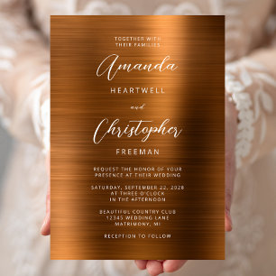 Kupfer-Bürstmetall-Schrift Hochzeit Einladung