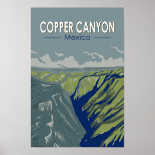 Kupfer Canyon Mexico Reise Kunst Vintage Poster