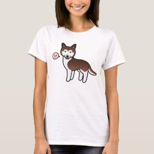 Kupfer Cartoon Siberian Husky Liebe T-Shirt