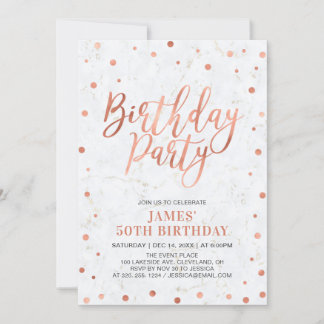 Kupfer Confetti & Marble Erwachsene 50. Geburtstag Einladung