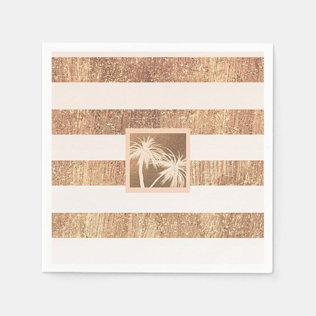 Kupfer & Creme Tropische Palmen Bäume Moderne Hoch Serviette (Vorderseite)