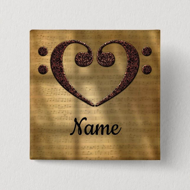 Kupfer-Doppelbläschen-Clef-Herz individuell angepa Button (Vorderseite)