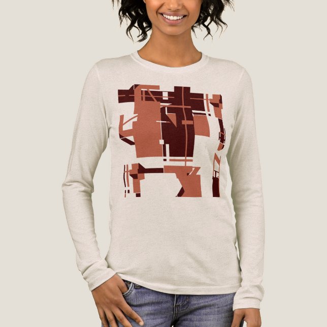 Kupfer Dunkelbraun MCM-ähnliche geometrische Abstr Tri-Blend Shirt (Vorderseite)