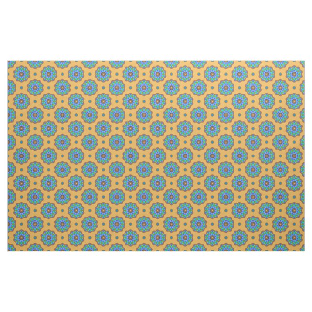 Kupfer Eechte blaugrüne Blume auf Gold Stoff (Fat Quarter (45,7 x 55,9 cm))