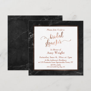 Kupfer-Elegant-Script mit schwarzer Marmor-Brautpa Einladung