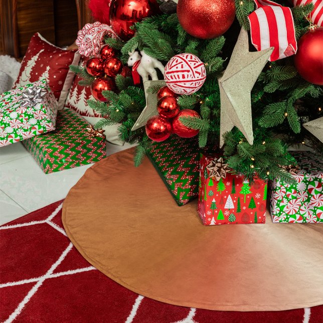 Kupfer farbige Metallistik Polyester Weihnachtsbaumdecke (Copper Colored Metallic Style Gradient Brushed Polyester Tree Skirt)