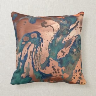 Kupfer (Foil) und Patina-Throw-Kissen Kissen