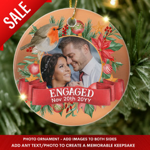 Kupfer-Foto-Vintage-Baumschmuck personalisiert Keramik Ornament