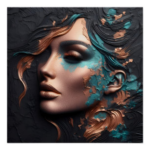 Kupfer-Frau - KI-Schöpfung Poster