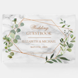 Kupfer Geometric Eucalyptus Marble Elegante Hochze Gästebuch