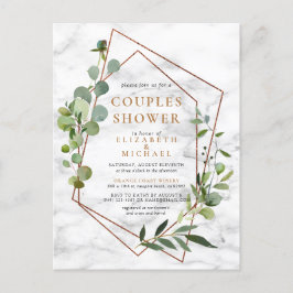 Kupfer Geometric Eukalyptus Marble Couples Dusche Ankündigungspostkarte