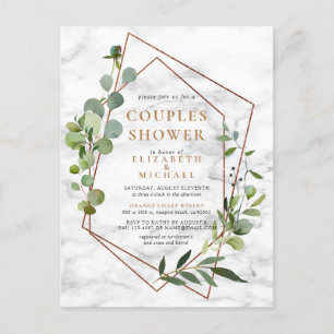 Kupfer Geometric Eukalyptus Marble Couples Dusche Ankündigungspostkarte
