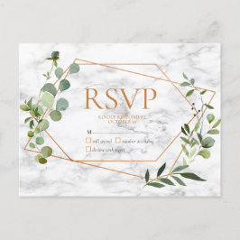 Kupfer Geometric Eukalyptus Marble No Menu UAWG Einladungspostkarte