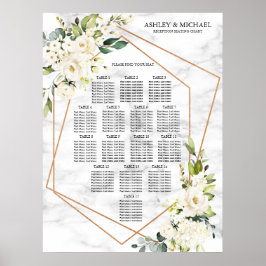 Kupfer Geometric White Floral Marmor Sitze Poster