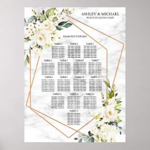 Kupfer Geometric White Floral Marmor Sitze Poster
