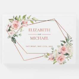 Kupfer Geometrie Peach Pink Floral Gästebuch