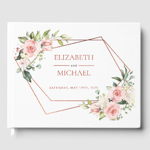 Kupfer Geometrie Peach Pink Floral Gästebuch