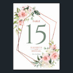 Kupfer Geometrie Peach Pink Floral Tischnummer<br><div class="desc">Dieses moderne und trendige Design der Tischnummer besticht durch eine geometrische vergoldete Imitat-Rose aus Kupfer,  die mit kopperfarbenen Rose und Blume in rosa Aquarellfarben verziert ist. Copyright Elegant lädt ein. Alle Rechte vorbehalten.</div>