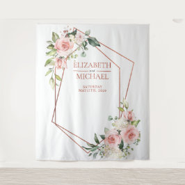 Kupfer Geometrie Peach Pink Floral Wandteppich