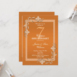 Kupfer Glitter & Glanz 7. Hochzeitstag Einladung