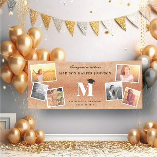 Kupfer Glitter Monogramm 6 Fotos Abschlussfeier Banner