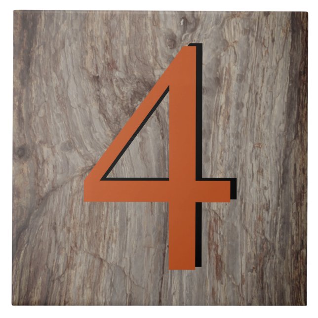 Kupfer Glühhaus Number Tile 4 Vier auf grauem Stei Fliese (Vorderseite)