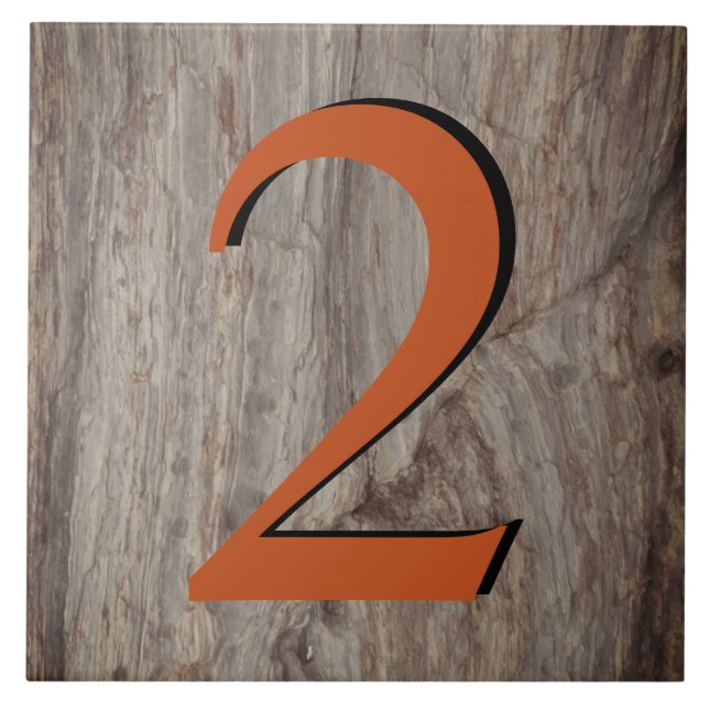 Kupfer Glühhaus Nummer Tile 2 Zwei auf grauem Stei Fliese (Vorderseite)