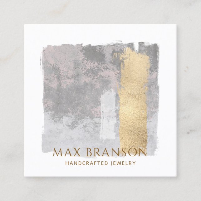 Kupfer Gold Abstrakte Schmuckdesigner Quadratische Visitenkarte (Vorderseite)