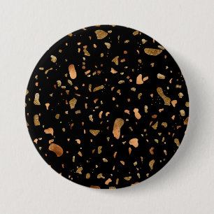 Kupfer Gold auf schwarzen Terrazzo Stone Button