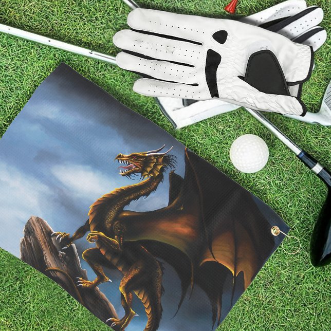 Kupfer Gold Black Dragon Golfhandtuch (Von Creator hochgeladen)