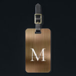 Kupfer Gold Brushed Metal Script Monogram Glam Gepäckanhänger<br><div class="desc">Kupfergelbe Messinggoldfässer mit Metallschrift Monogram,  Niedlicher Beutel Tag</div>