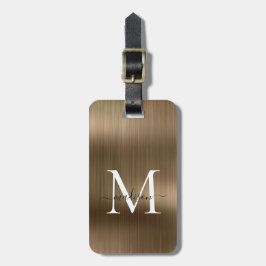 Kupfer Gold Brushed Metal Script Monogram Glam Gepäckanhänger