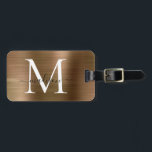 Kupfer Gold Brushed Steel Metal Script Monogram Gepäckanhänger<br><div class="desc">Kupfer Gold Brushed Steel Metal Script Monogram Bag Tag</div>