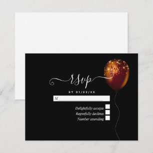 Kupfer-Gold-Konfetti-Ballon RSVP Karte