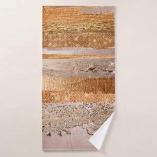 Kupfer Gold Schlaganfälle Glamour Textur Badhandtuch Set