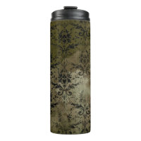 Kupfer Gold und schwarzes florales Damast