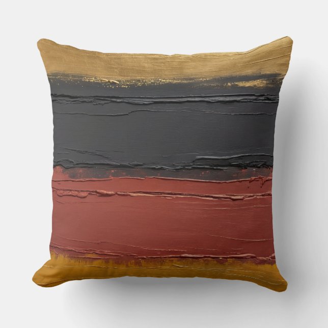 Kupfer, Goldocker, Marsala und Holzkohle Kissen (Vorderseite)