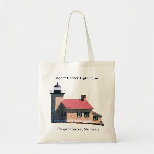 Kupfer Hafen Leuchtturm Ausschnitt Tasche (Vorne)