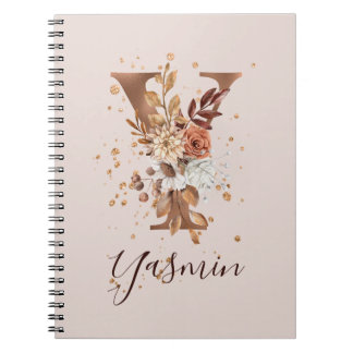 Kupfer Herbst Blumenbrief Y Fall Blume Notizblock