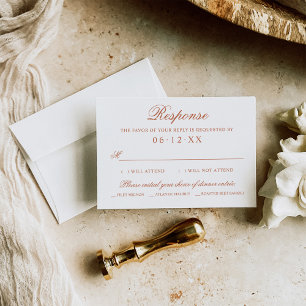Kupfer-Klassiker-Hochzeitsmenü-Auswahl-Script RSVP Karte