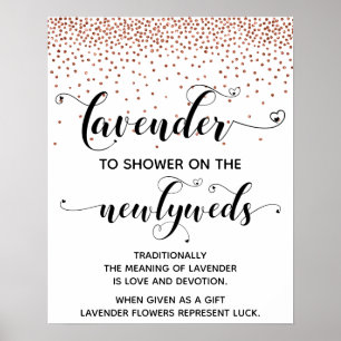 Kupfer Konfetti Herzdusche mit Lavenderzeichen Poster